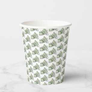 Gobelets En Papier Cute Aquarelle Booties Vert Motif C'est un garçon