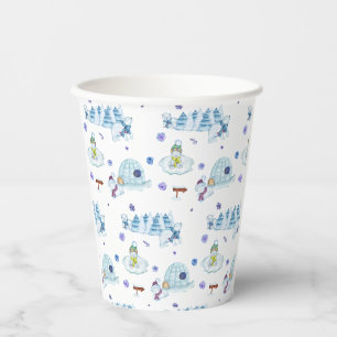 Gobelets En Papier Cute aquarelle Ours polaire Motif de Noël