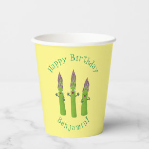 Gobelets En Papier Cute asperges chantant un trio végétal dessin anim