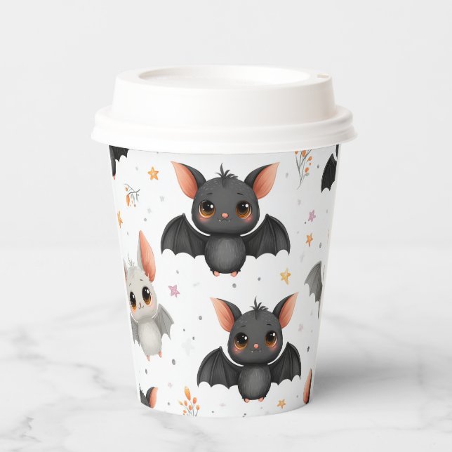 Gobelets En Papier Cute Baby Bats Halloween Paper Cups (Recto)