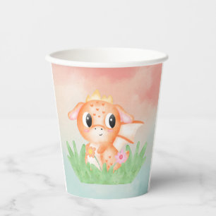 Gobelets En Papier Cute Baby Dragon Aquarelle Dessous de verre en pla