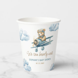 Gobelets En Papier Cute Bear Avion Blue Boy Baby shower