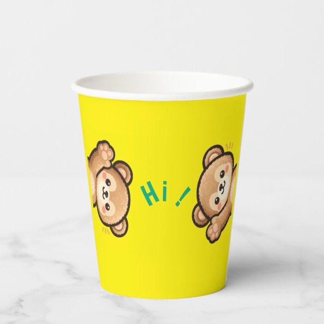 Gobelets En Papier Cute Bear Hi Paper Cups | Kawaii Party Cups (Verso)