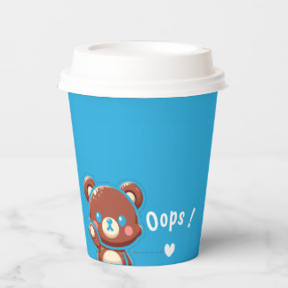 Gobelets En Papier Cute Bear “Oops!” Paper Cup–Kawaii Bear Coffee Cup