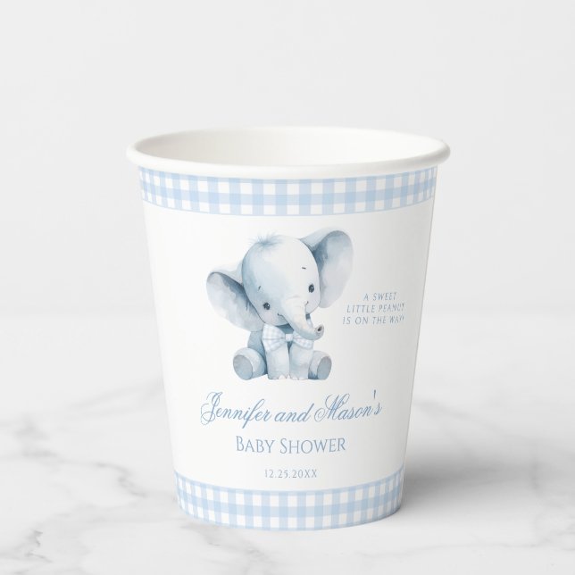 Gobelets En Papier Cute Blue Little Peanut Elephant Baby Boy Shower (Verso)