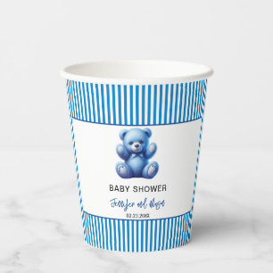 Gobelets En Papier Cute Blue Teddy Ours Vintage bébé garçon douche