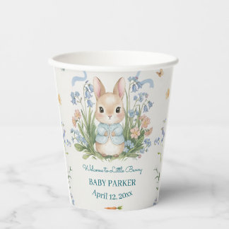 Gobelets En Papier Cute Bunny Spring Floral Personalized Baby Shower 