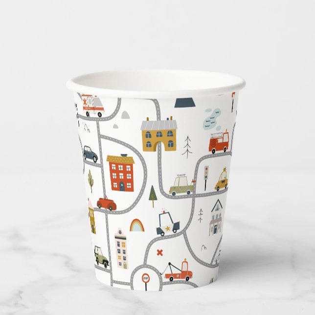 Gobelets En Papier Cute Cars Anniversaire  (Recto)