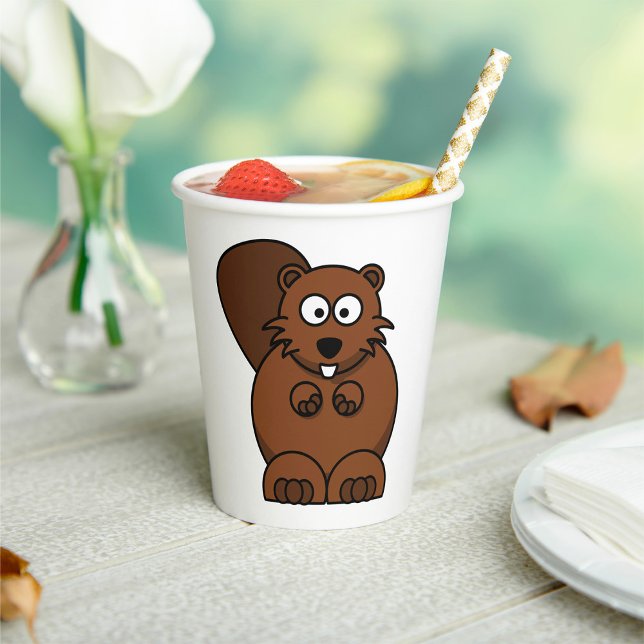 Gobelets En Papier Cute Cartoon Beaver Funny Bois Animal (Créateur téléchargé)