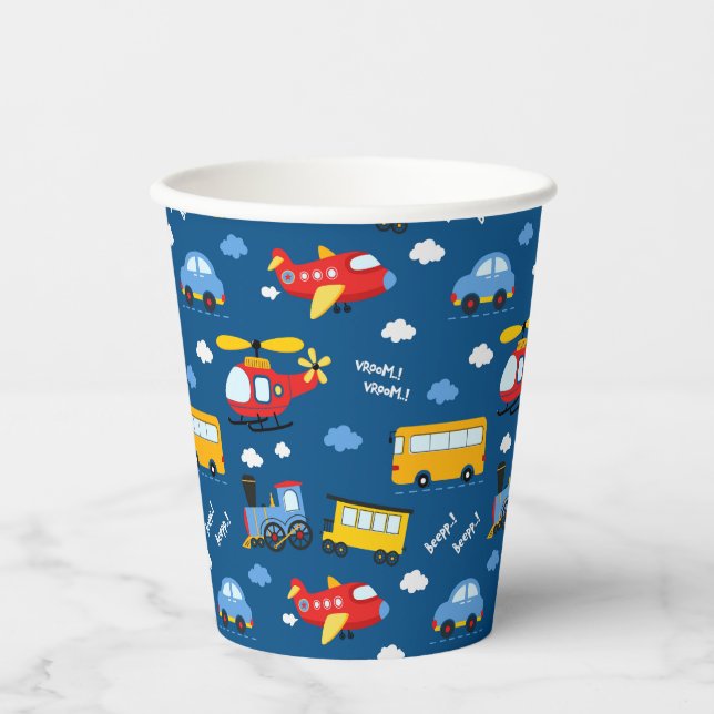 Gobelets En Papier Cute Cartoon Vehicles Pattern  (Recto)