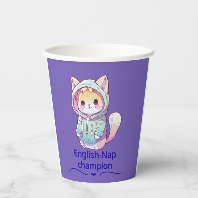 Gobelets En Papier Cute Cat Nap Champion Too T-Shirt (Recto)