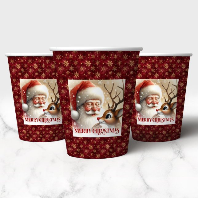 Gobelets En Papier Cute Christmas Cups for Kids Santa Claus Theme (Cute Christmas Cups for Kids Santa Claus Theme)