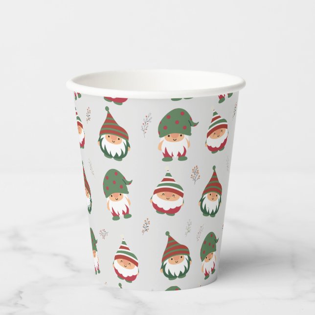 Gobelets En Papier Cute Chubby Elves de Noël Motif (Recto)