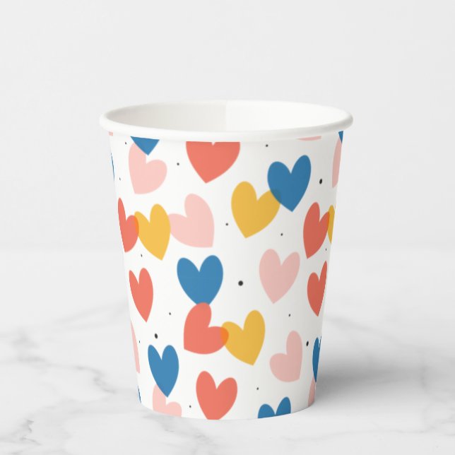 Gobelets En Papier Cute Coeur Motif Coupes de papier (Gauche)