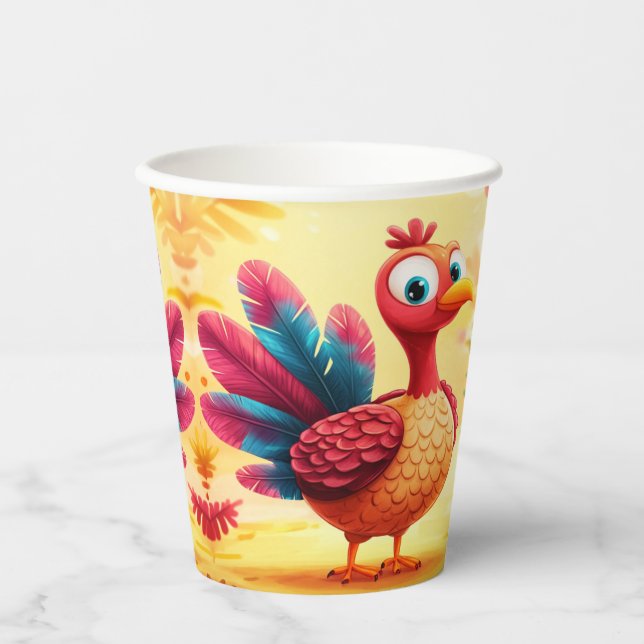 Gobelets En Papier Cute Coupes de papier de Turquie Thanksgiving (Recto)
