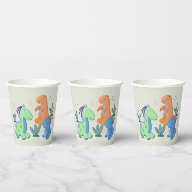 Gobelets En Papier Cute Dinosaur Anniversaire Coupes papier (Multi)