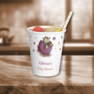 Gobelets En Papier Cute Dinosaur Hatching Girls Baby shower tasses de