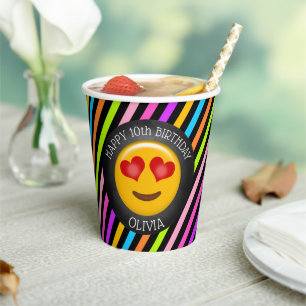 Gobelets En Papier Cute Emoji Girl's Birthday Party tasses de papier