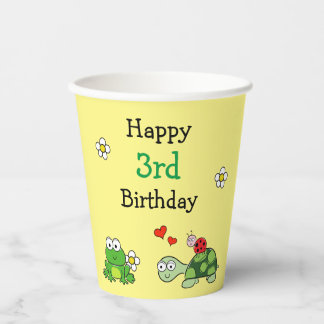 Gobelets En Papier Cute Frog Anniversaire Jaune Coupe Papier de la Pa