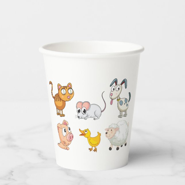 Gobelets En Papier Cute Fun Farm Animals (Recto)