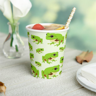 Gobelets En Papier Cute Green Tree Frog Motif