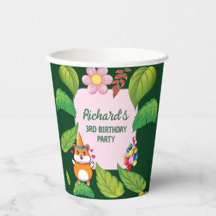 Gobelets En Papier Cute Hamster Botanical à thème fête d'anniversaire