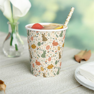 Gobelets En Papier Cute Hand Drawn Spring Bunnies Paper Cups