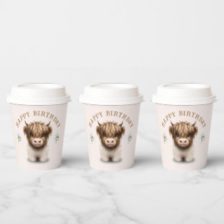 Gobelets En Papier Cute Highlands Scottish Cow