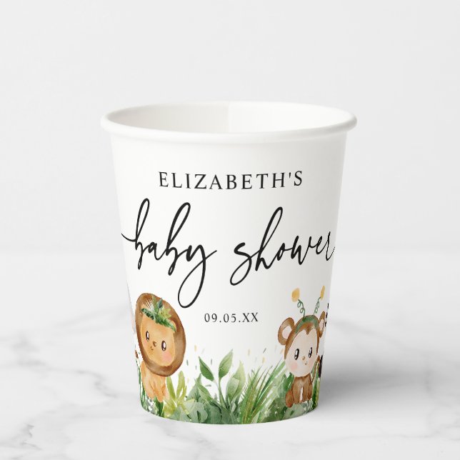 Gobelets En Papier Cute Jungle Safari Animaux Fête Baby shower (Gauche)