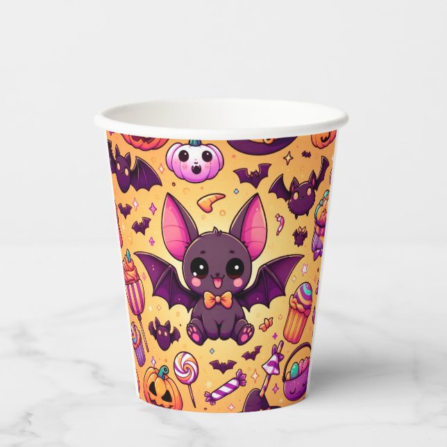 Gobelets En Papier Cute kawaii bat candy halloween (Recto)