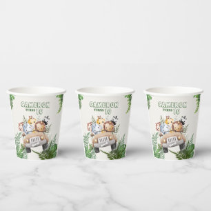 Gobelets En Papier Cute kawaii green safari sauvage animaux fête