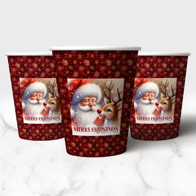 Gobelets En Papier Cute Kids Christmas Cups Santa Claus Reindeer (Cute Kids Christmas Cups Santa Claus Reindeer)