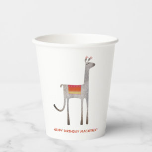 Gobelets En Papier Cute Llama Alpaca Nom personnalisé Anniversaire Fê