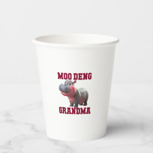Gobelets En Papier Cute MOO DENG GRANDMA Baby Hippo Granny Enseignant