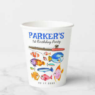 Gobelets En Papier Cute O-Fish-al Reel Amusant Pêche Poisson Annivers