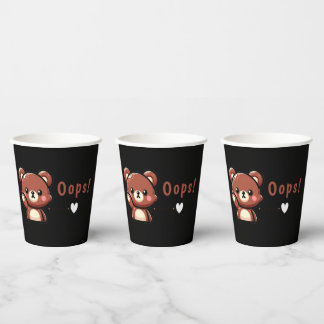 Gobelets En Papier Cute Oops Teddy Bear Paper Party Cups with Heart