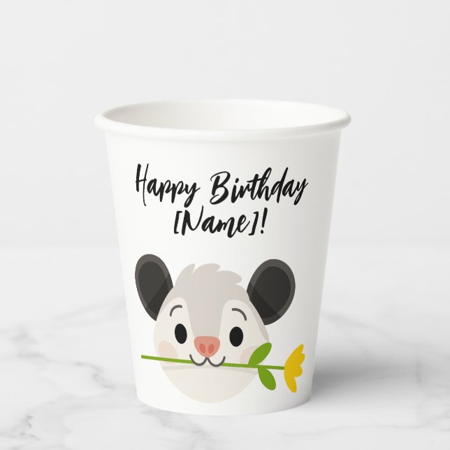 Gobelets En Papier Cute Opossum Birthday (Recto)