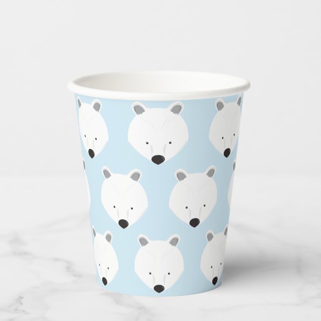 Gobelets En Papier Cute Ours Polaire Visage Motif Animal (Recto)