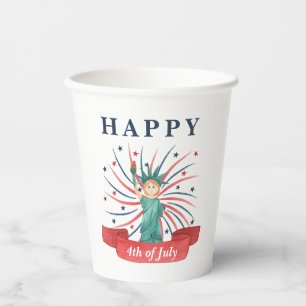 Gobelets En Papier Cute Patriotique Rouge Blanc Et Bleu 4 juillet