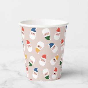 Gobelets En Papier Cute Père Noël fait face au Motif de Noël
