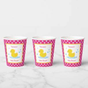Gobelets En Papier Cute Pink Poka Dot Baby shower de canard