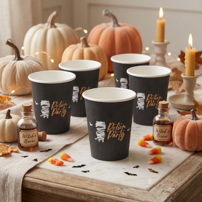 Gobelets En Papier Cute Potion Party Mummy Cat Halloween (Créateur téléchargé)