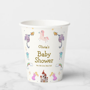 Gobelets En Papier Cute Princess Dragon Unicorn Baby shower