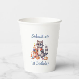 Gobelets En Papier Cute Raccoon 1er Anniversaire Sublimation Personna
