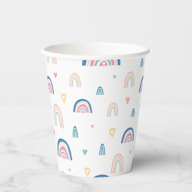 Gobelets En Papier Cute Rainbows & Hearts Motif (Recto)