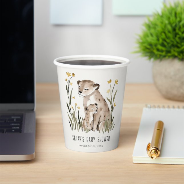 Gobelets En Papier Cute Rustic Mum and Baby Tiger Foliage Baby Shower (Insitu)