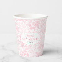Cute Safari Toile de Jouy Baby shower rose