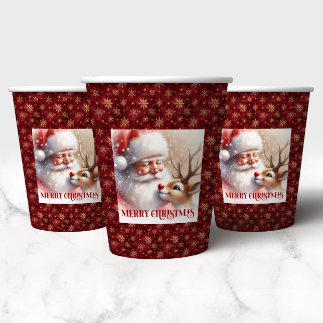 Gobelets En Papier Cute Santa Claus Rudolph Cartoon Style Christmas   (Cute Santa Claus Rudolph Cartoon Style Christmas Paper Cups)