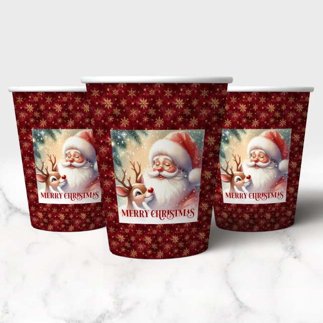 Gobelets En Papier Cute Santa Rudolph Cartoon Christmas Party Paper  (Cute Santa Rudolph Cartoon Christmas Party Paper Cup)