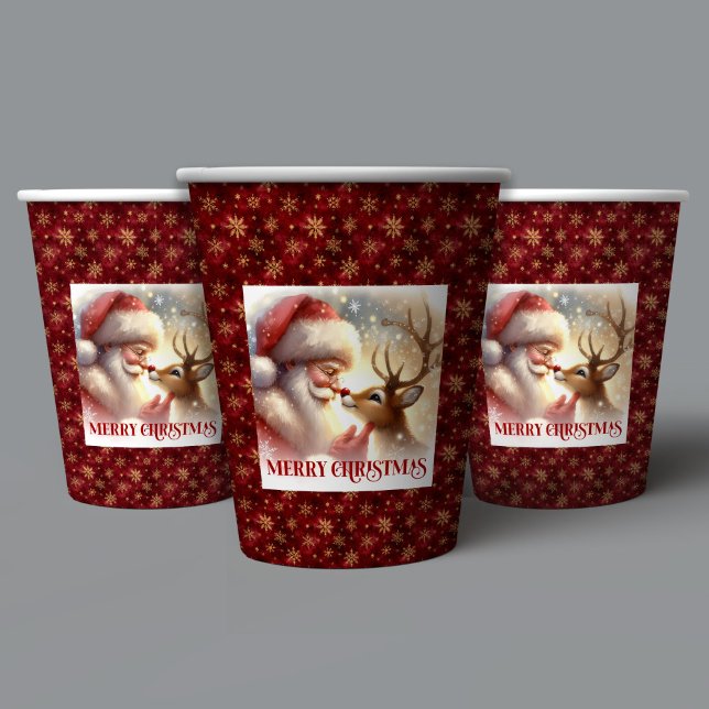 Gobelets En Papier Cute Santa Rudolph Cups for Kids Christmas Party (Cute Santa Rudolph Cups for Kids Christmas Party)